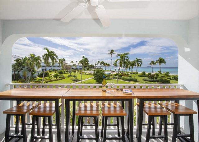 Unit 9 — balcony bar seating with Caribbean view